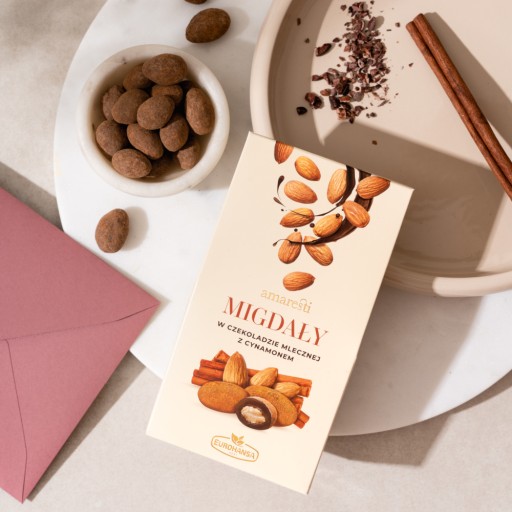 MANDLE V MLIEČNEJ ČOKOLÁDE SO ŠKORICOU AMARESTI 80G