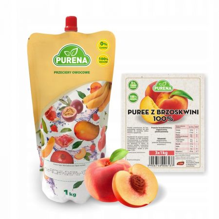 Dužina broskyňového pyré 100% 1 kg PURENA