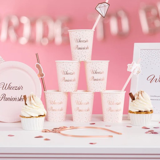 Slamky na pitie Nápoje Rose Gold Bachelorette Birthday Party 10ks