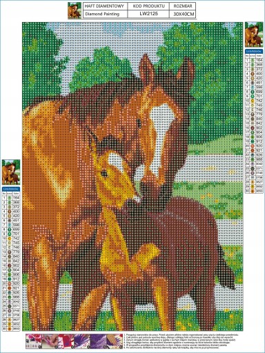 Nalepenie obrázkov s diamantmi DIAMANTOVÁ VÝŠIVKA Kone Rozkošné žriebä 30x40cm
