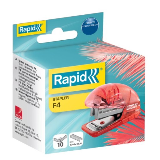 Zošívačka Mini Rapid Color Breeze F4, 10 listov, záruka 5 rokov, levanduľa