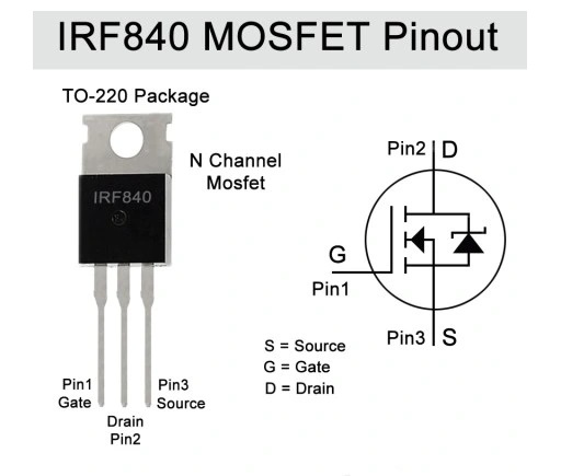 TRANSISTOR IRF840 N-Сhannel MOSFET 8A 500V TO220