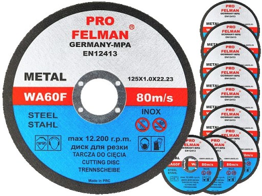 Kotúčové rezacie kotúče 125x1,0 kovová oceľ FELMAN PRO! 125 x 1,0 10ks.