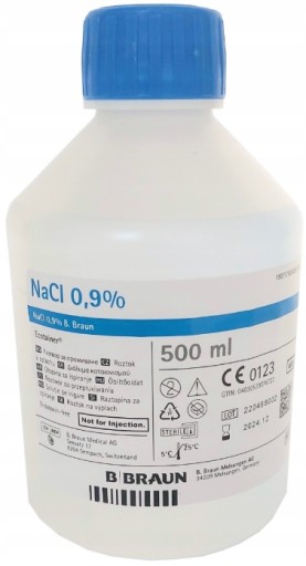 CHLORATUM NATRIUM, FYZIOLOGICKÁ SOĽ 0,9%, NaCl, 500ml