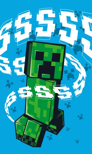 Herná osuška Minecraft Creeper 30x50 modrá do škôlky, savé ruky