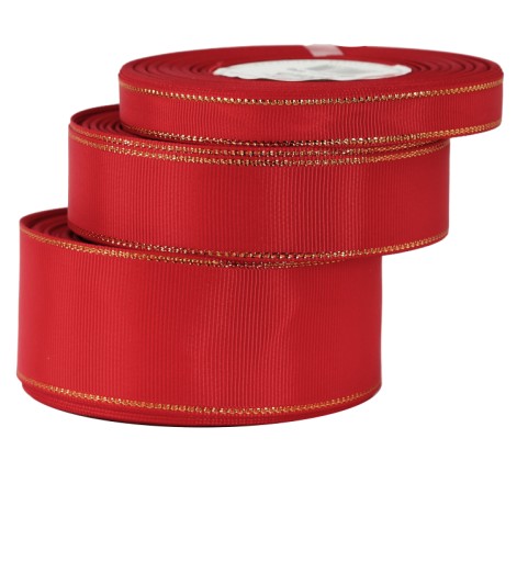 Pevná grogrénová stuha s pruhmi ZLATÉ PRÚŽKY 38mm/18mb 12 farieb na výber