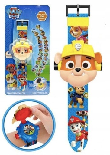 PAW PATROL RUBBLE LED 3D hodinky DIGITAL WATCH s projektorom