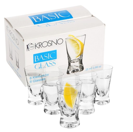 Sada malých pohárov na vodku, Krosno Shot, 25 ml, 6 kusov