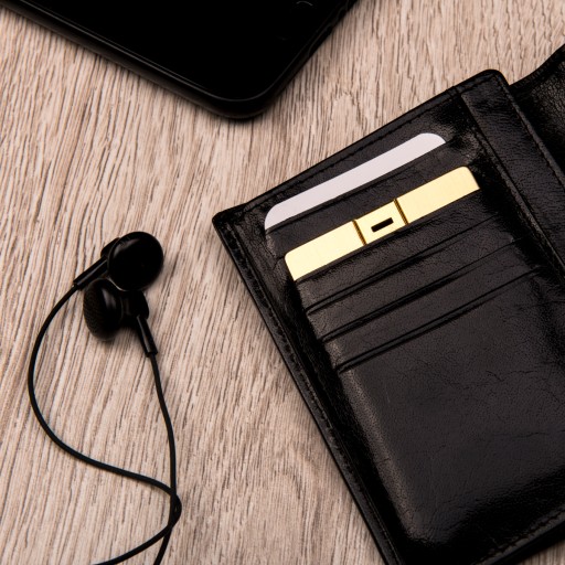Kovová karta Pendrive 1 GB zlatá + gravírovanie