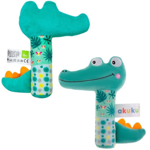 AKUKU Prvá detská hrkálka krokodíl plyšový pískač šuštiaci 0 m+