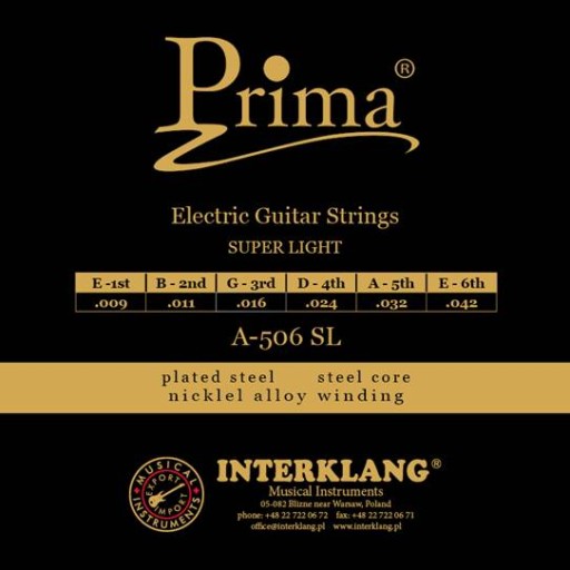 Struny pre elektrickú gitaru Prima P-506SL