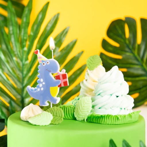 Dino Dinosaur Blue narodeninová torta Sviečka Dino Party
