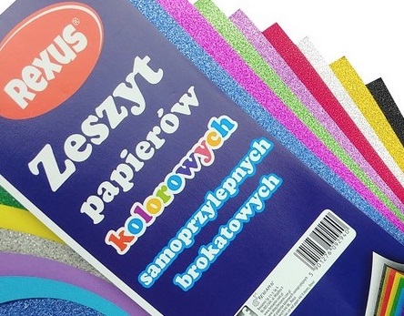 Zápisník z farebných, samolepiacich trblietavých papierov, A4 8K výrez