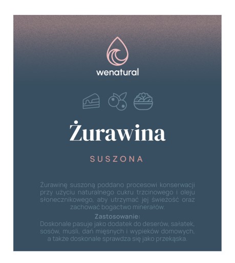 Sušené brusnice 500g Wenatural - USA, VEĽKÉ KÚSKY, PEKNÉ, FLESTY, SLADKÉ