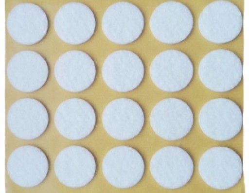 PLSTENÉ PODLOŽKY na stoličky, nábytok, stoly, BIELA, samolepiaca fi 20mm plsť