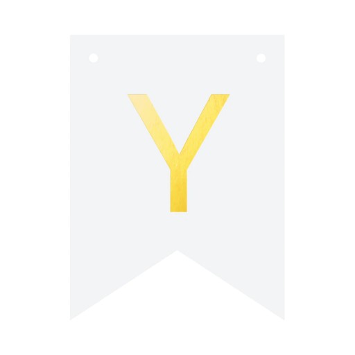 VLAJKA PÍSMENO Y DIY BANNER BIELE ZLATÉ 16cm