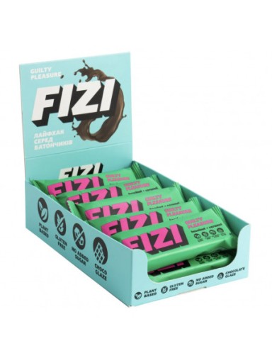 FIZI tyčinka s čokoládovou polevou. Lieskový karamel, 45 g
