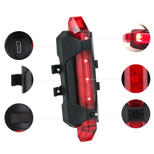 LED ZADNÁ BICYKLE LAMPA USB OSVETLENIE NA BICYKEL