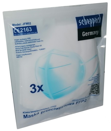 FFP2 MASKA CERTIFIKÁT SCHEPPACH GERMANY x3 kusy
