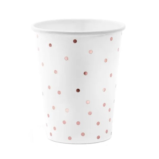 NARODENINOVÉ HRNČEKY BIELE RUŽOVÉ BODKY 220ml 6ks