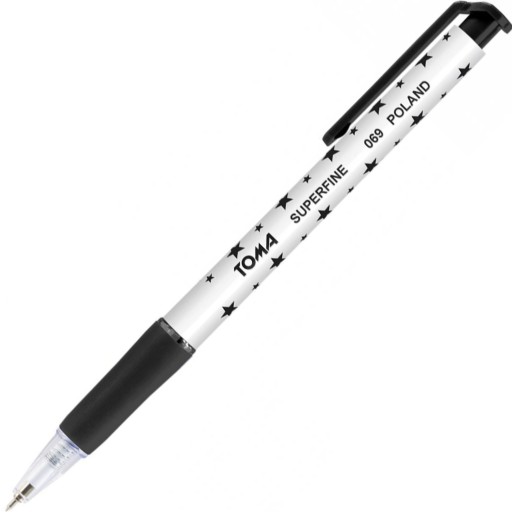 TOMA SUPERFINE 069 AUTOMATICKÉ GULIČKOVÉ PERO S HVIEZDAMI, ČIERNA SADA 10ks