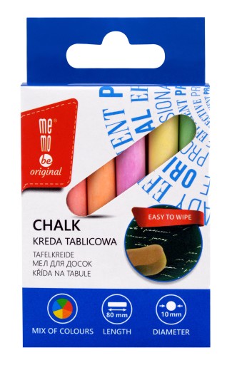 MemoBe tabuľová krieda, farebná, 12 ks.