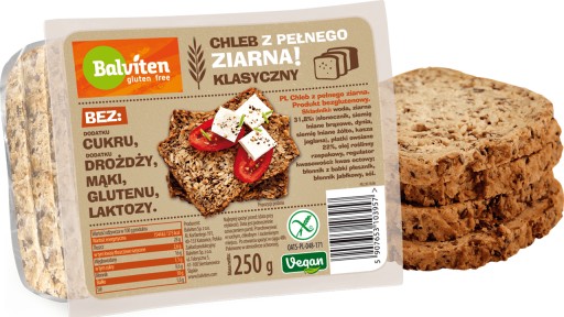 Bezlepkový chlieb celozrnný 250 g - Balviten