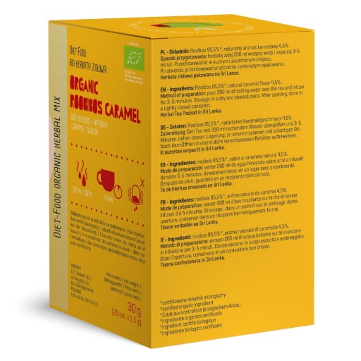 Rooibos Caramel - bylinkový čaj s karamelom 20 vrecúšok - 30 g