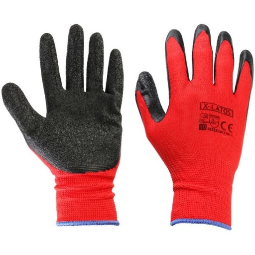 Pracovné rukavice pre mechanikov, nylonové, potiahnuté latexom, veľkosť 10