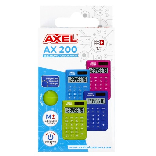 KANCELÁRSKA KALKULAČKA 8 ČÍSLA AX-200G ZELENÁ AXEL