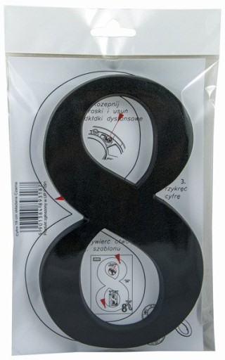 Číslo 8, čierna, 19 cm, plast
