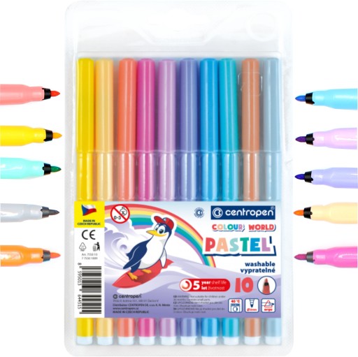 Pastelové fixky, 10 farieb, Centropen