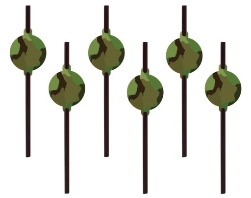 Narodeninové slamky 6 kusov Camo Military Camouflage