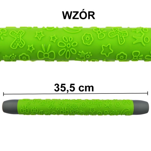 KUCHYŇSKÝ OZDOBNÝ VALEC NA CESTO, VZOR, zelený, 35,5 cm