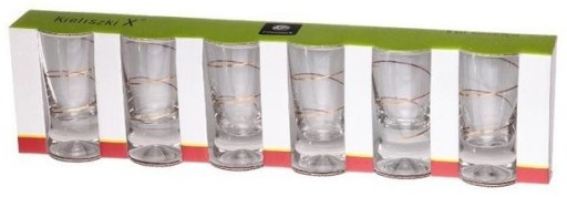 6 x ZLATÁ ŠPIRÁLA POHÁRE NA VODKU 25 ML SET