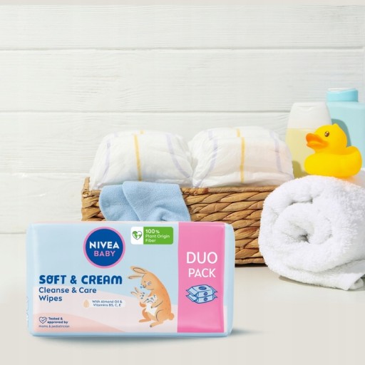 NIVEA BABY Vlhčené obrúsky Biodegradable Soft & Cream 2x57 ks