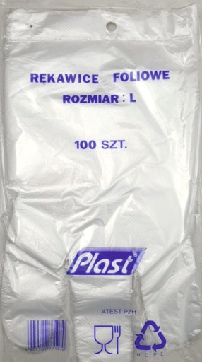 Fóliové rukavice, jednorazové rukavice, 100 ks.
