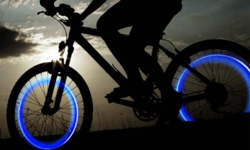 LED osvetlenie bicykla na lúčoch, lampa, batéria, MODRÁ FARBA