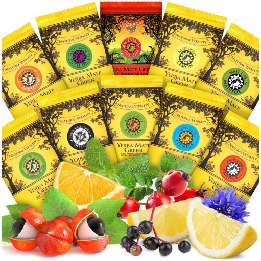 Yerba Mate Green Energy Guarana Fruit MIX najlepšia štartovacia sada 10x25g