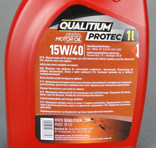 QUALITIUM PROTEC MINERÁLNY OLEJ 15W40 A3/B3 1L