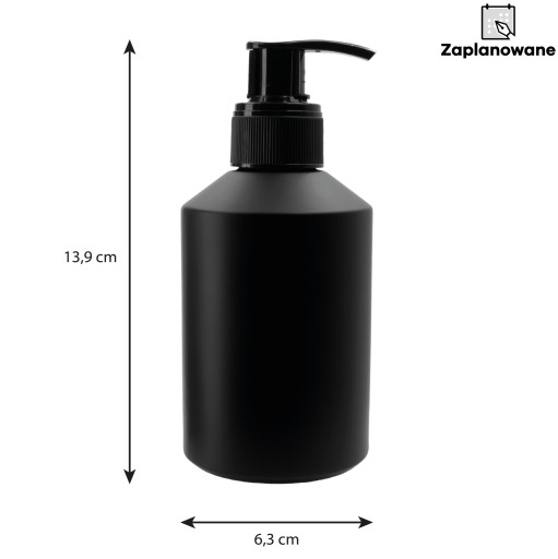 DÁVKOVAČ MYDLA sklenená fľaša, matná čierna, FĽAŠA s dávkovačom, 200ml