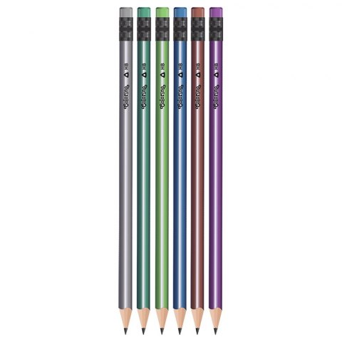 Trojuholníková ceruzka s gumou HB METALLIC Colorino 39941