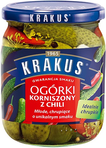KRAKUS Uhorky, uhorky s čili, 500g dóza
