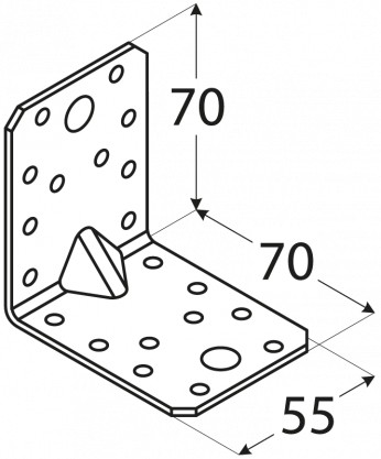 Stolárska spojka uholník 70x70x55x2,5mm KP4 DMX