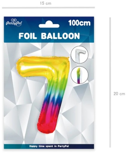 OMBRE fóliový balón číslo 7 narodeninový dúhový XXL
