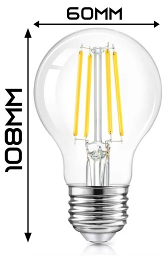 E27 LED 6W žiarovka Edison, ozdobná A60 WW