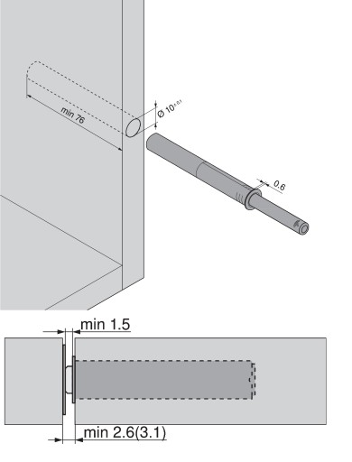 BLUM 956A1006 TIP-ON dlhý sivý s nárazníkom