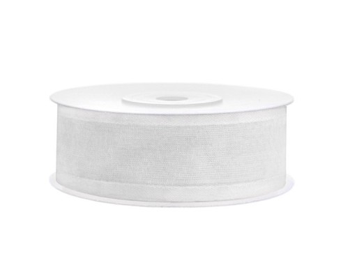 BIELA ŠIFÓNOVÁ STUHA 25MM x 25M OZDOBA