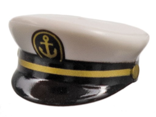 Lego New Ship Captain's Cap White White 12895pb05