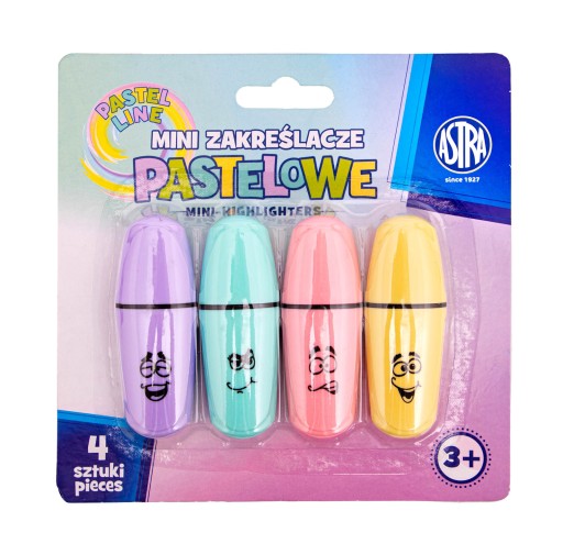 Mini pastelové zvýrazňovače Astra blister 4 kusy